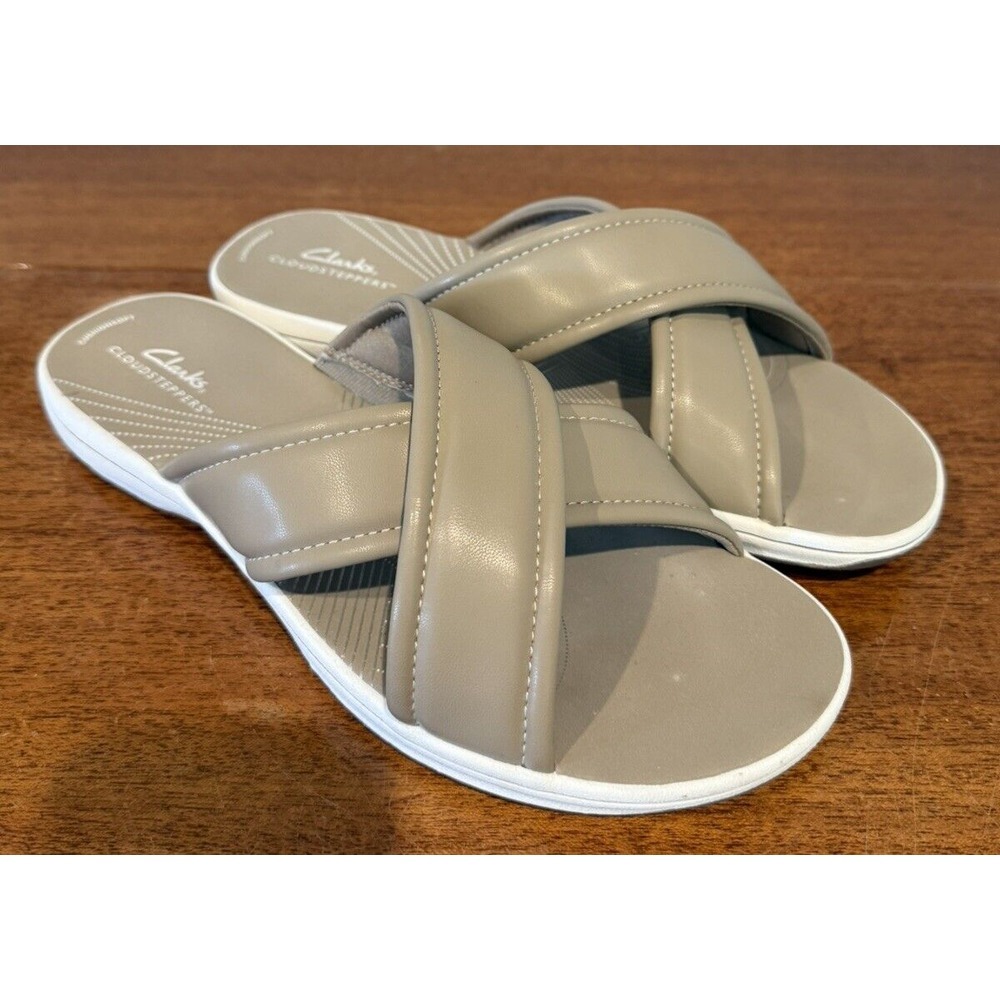 Clarks Breeze Sara Womens Size 10 M Shoes Taupe‎ Cloudsteppers Slide Sandals